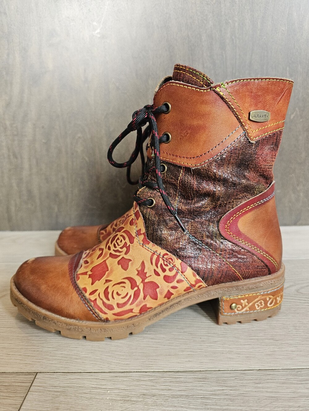 Laura Vita Leather Boho Western Cocrailo 24 Ankle Boots, EU size 38